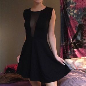Black Dress with Mesh V-neck